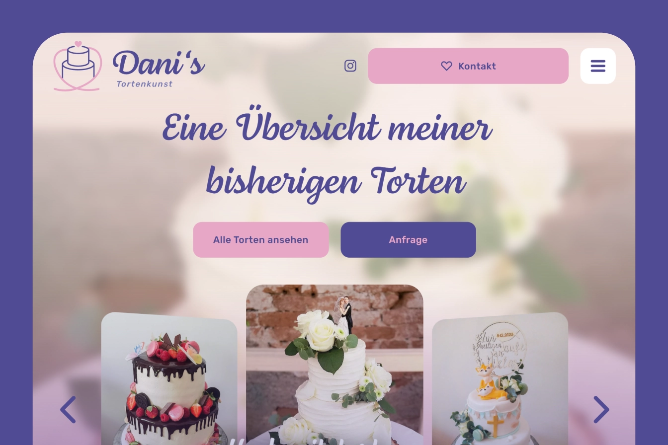 Dani’s Tortenkunst website preview.