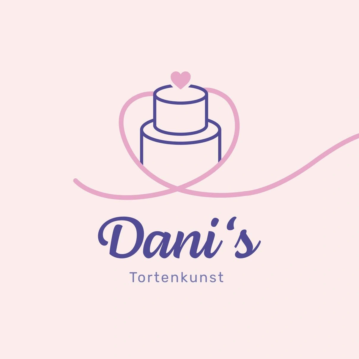 Large Dani's Tortenkunst brand mark on a blush background.